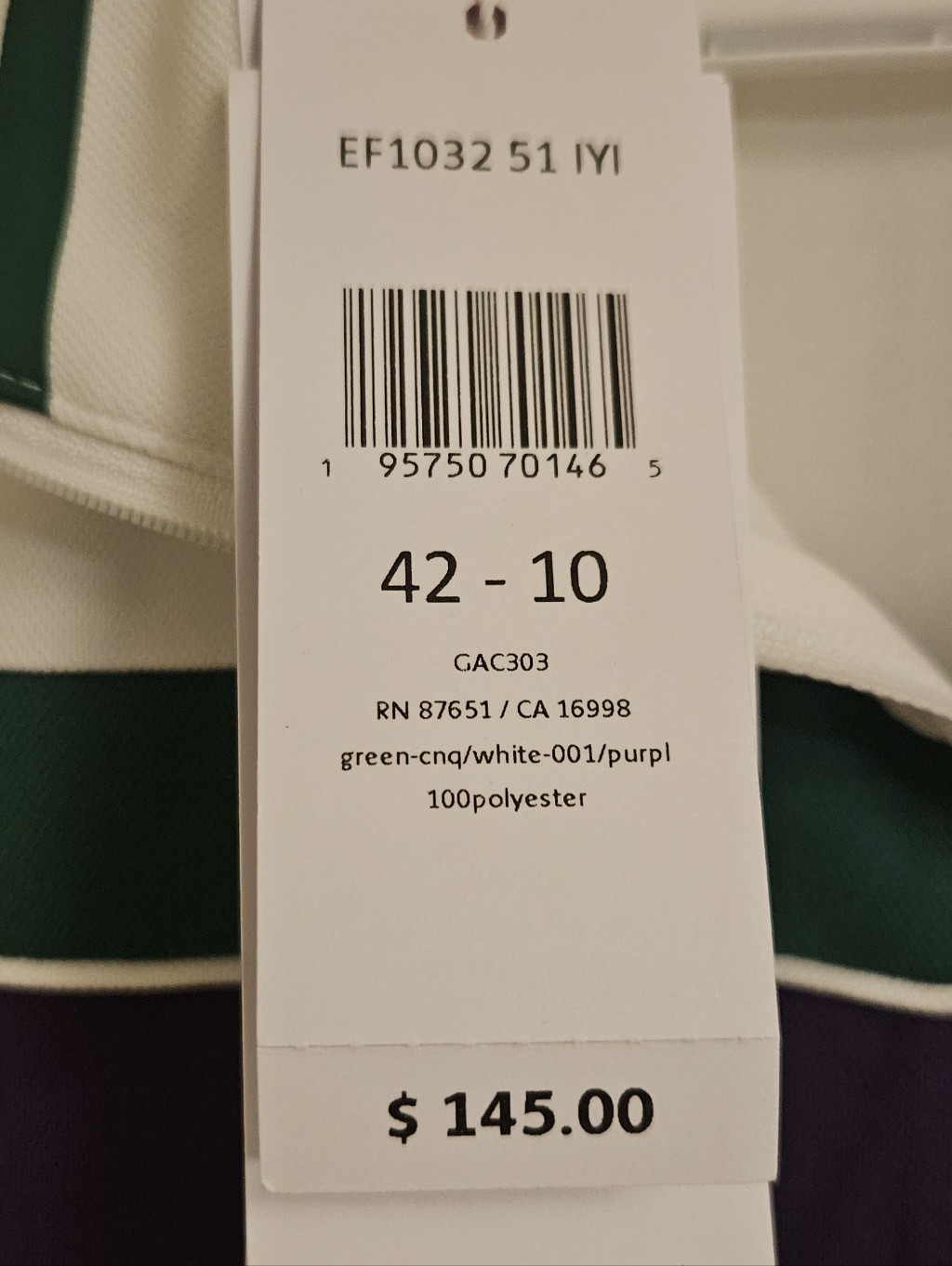 Lacoste 1/4 Zip Performance Tennis Dress 42 Nwt No Shorts — image 4 of 8